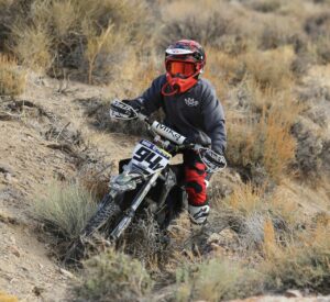 Peyton Maas racing youth class at 2021 world hare and hound motorcycle off road racing event