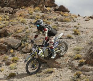 Bryce Stavron desert racing motorcycle class during 2021 world hare and hound championship